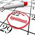 Clip art of calendar with the word appointment circled in red. 