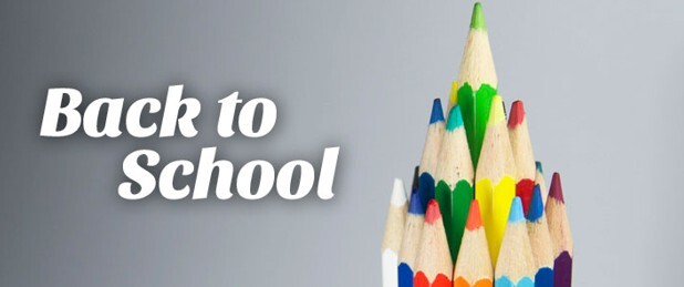 Back to school. A handful of colored pencils.