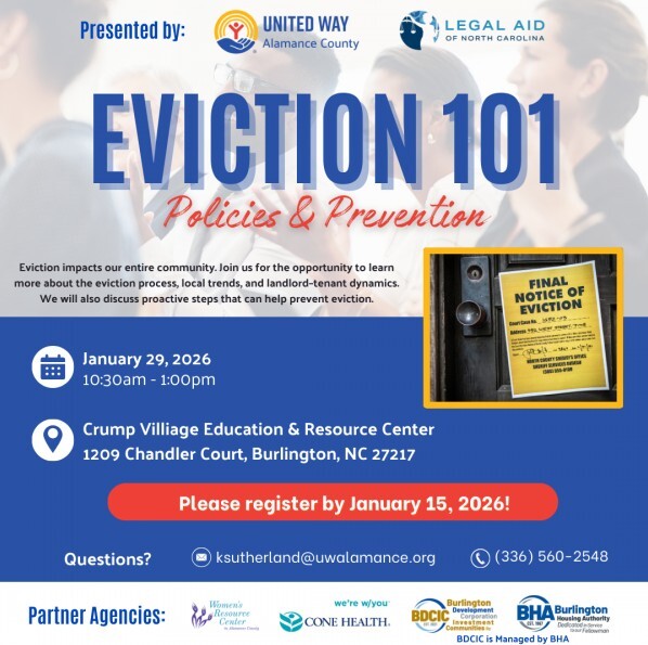 Eviction 101 Policies and Procedure flyer. All information on this flyer is listed above.
