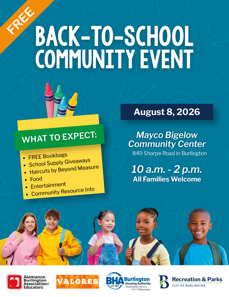 Flyer for Back-To-School Community Event. All information as listed below.