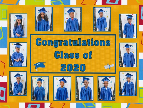 Pre-Kinders graduates cap and gown collage